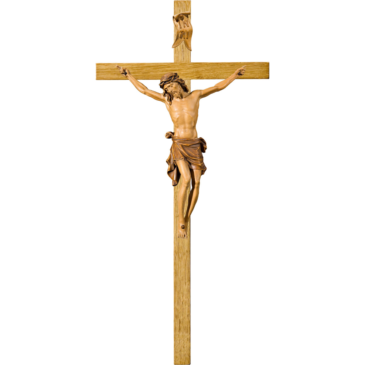 Cristo Pisa en cruz de roble